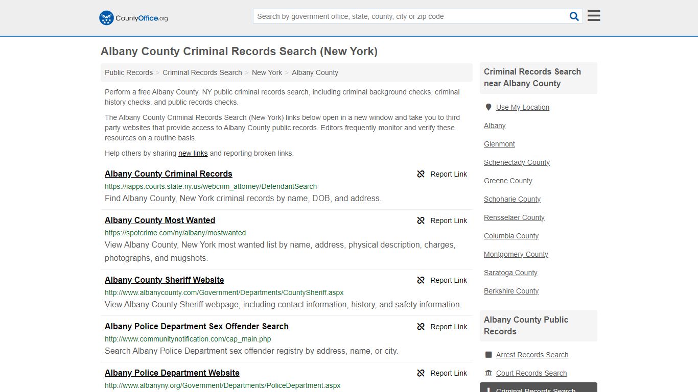 Albany County Criminal Records Search (New York) - County Office