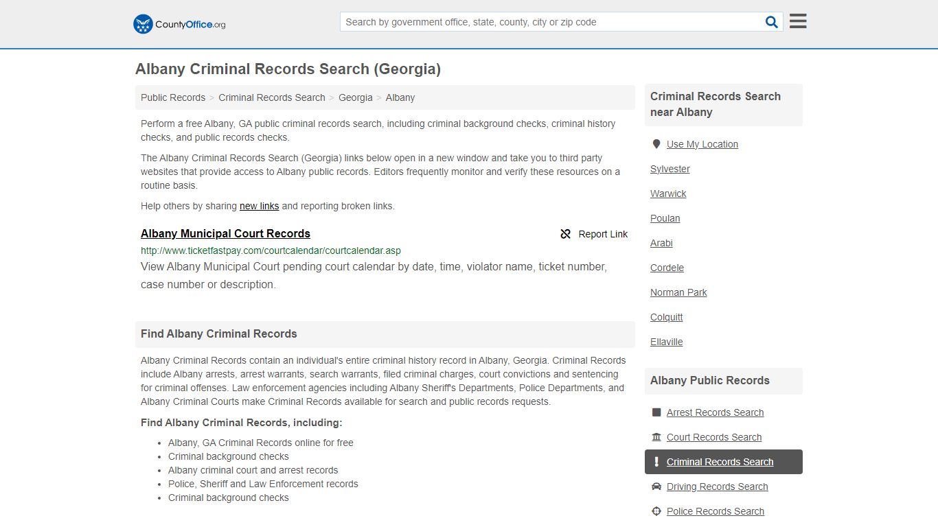 Albany Criminal Records Search (Georgia) - County Office